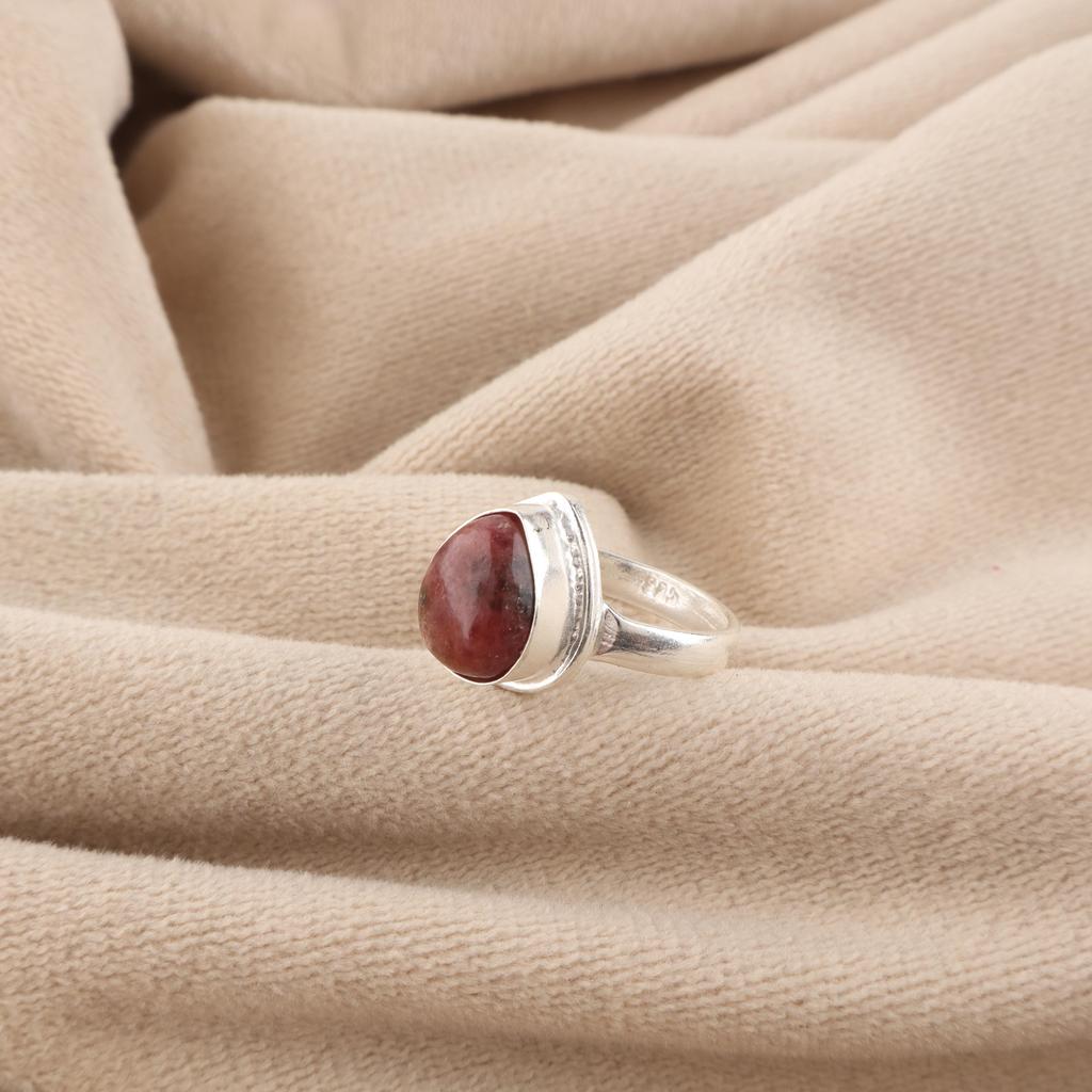 Black Rhodonite Gemstone 925 Sterling Silver Jewelry Designer Proposal Ring For Her RR-76-27