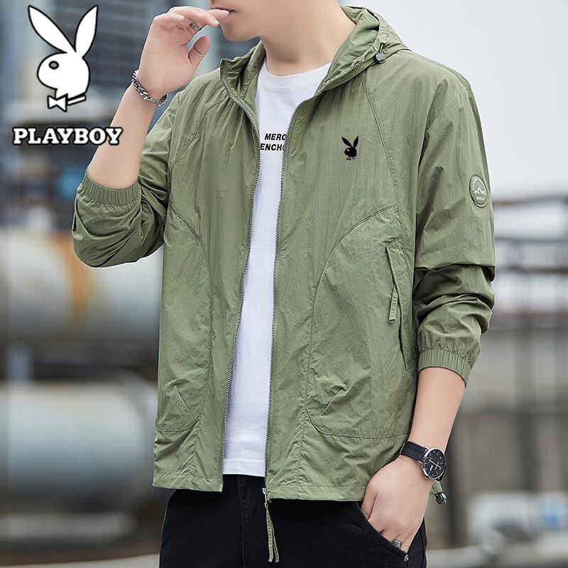 PLAYBOY Men s Summer UV Protection Hooded Jacket 4XL