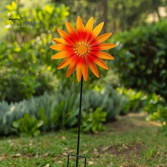 Garden Spinner for Windowsill Sunflower Metal Stake, Spinning Flower Yard Ornament, Rustproof Creative Lawn Ornament Gifts Art Outdoor Patio