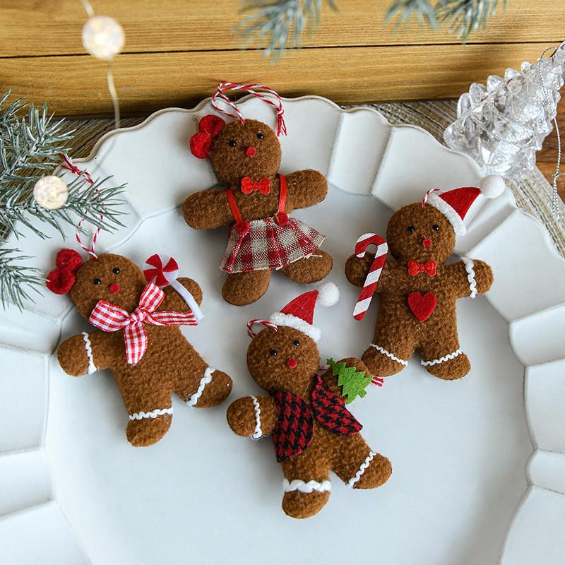 Man Gingerbread Christmas Pendant Necktie Bowknot Xmas Decoration Prop Festival