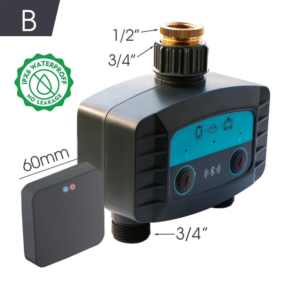 2-Wege-Smart-Wassertimer WiFi/Bluetooth-kompatibles Gartenbewässerungsmagnetventil für die drahtlose Telefonfernbewässerungssteuerung