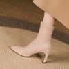 Plus Size 34-45 Women Fetish Suede Ankle Boots Stiletto High Heels Concise Pointy Toe Office Lady Solid Short Booties Black Nude