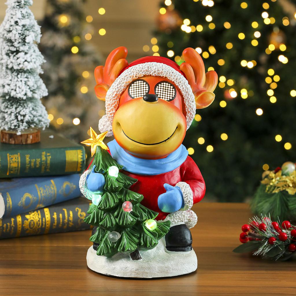 Christmas Santa Snowman Elk Music Box Led Lighted Figurine For Festive Decor