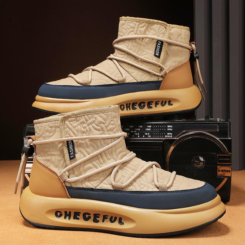 Autumn Winter Designer Luxury High-tops Snow Boots Warm Furry Fashion Fleece Shoes Comfortable Outdoor Lace-up Sneakers Student
