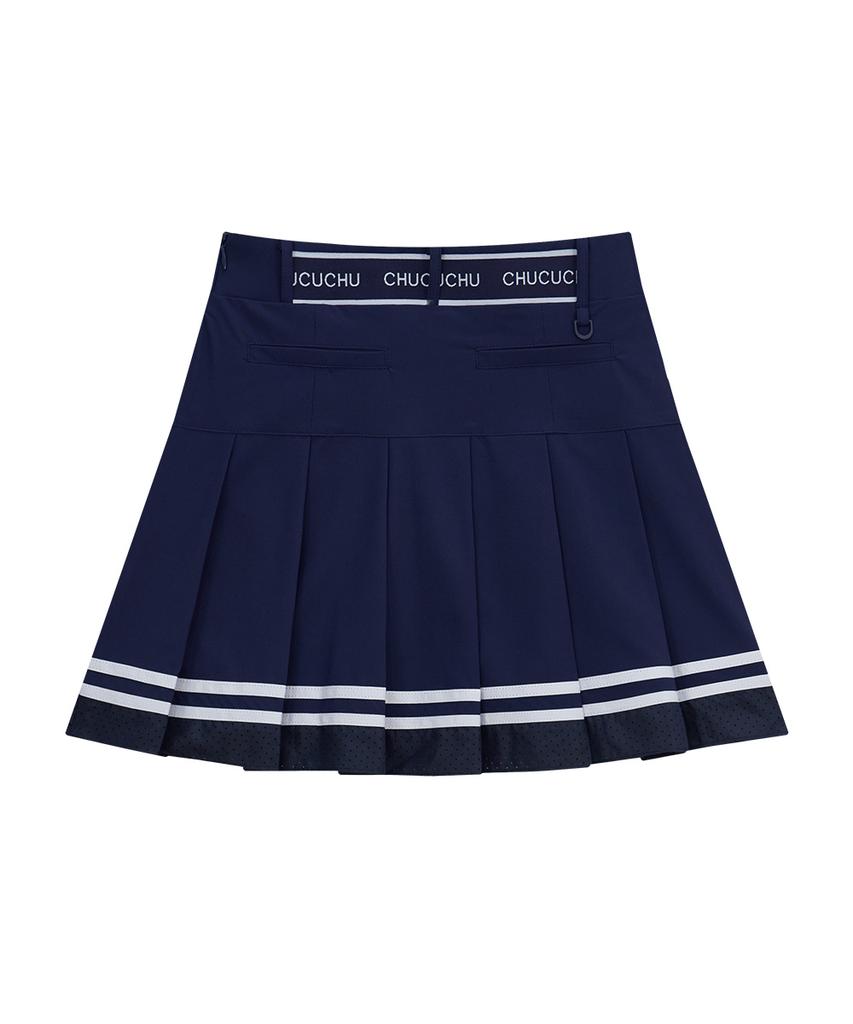 CHUCUCHU Air Punching Pleated Skirt (Navy) Cbfss-Sk002W
