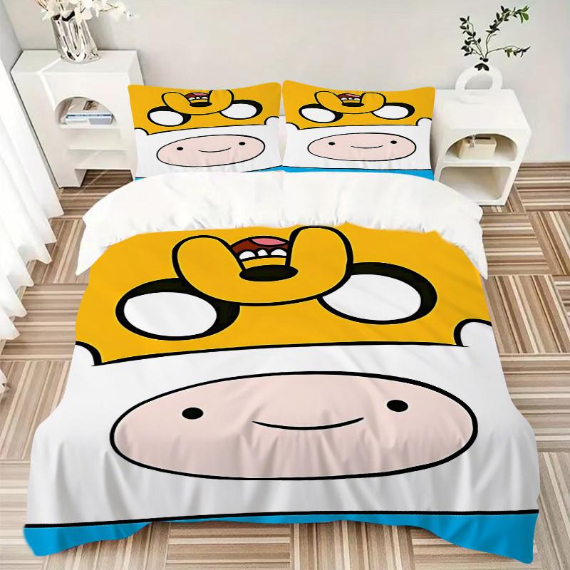 3pcs bedding set Adventure Time Finn Includes 1 Comforter + 2 Pillowcases, Without Pillow Inserts, Soft Comfortable, Lightweight Breathable,