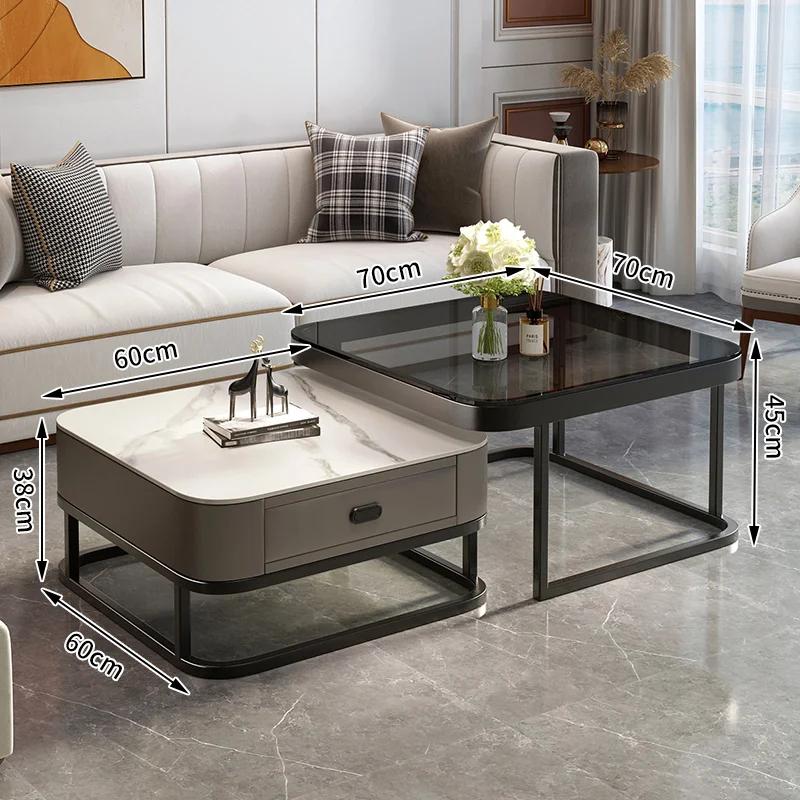 Coffee table living room home light luxury rock board net red table modern minimalist small apartment new square coffee table