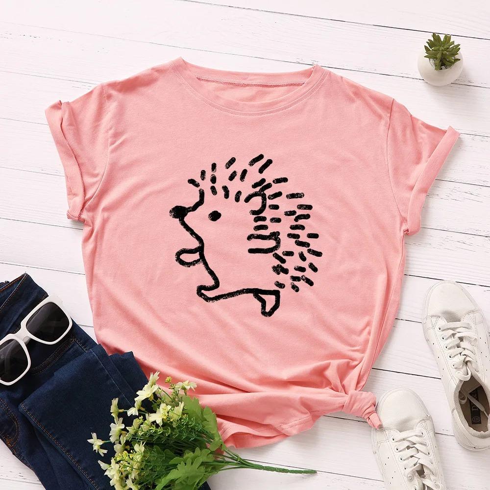 

Women s T-shirt Cute Hedgehog Print Graphic Women s Short-sleeved T-shirt Top Women s Clothing T-shirt S