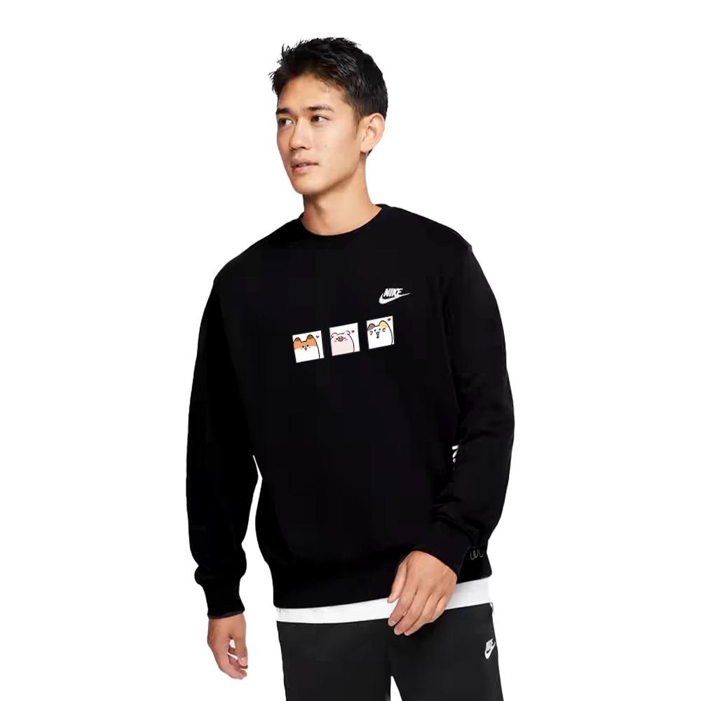Nike Atmungsaktives Urbanes Crewneck Vielseitiges Letter Logo Sweatshirt Unisex Sweatshirt Schwarz BV2667-010(TEAM1061-3.3.38)