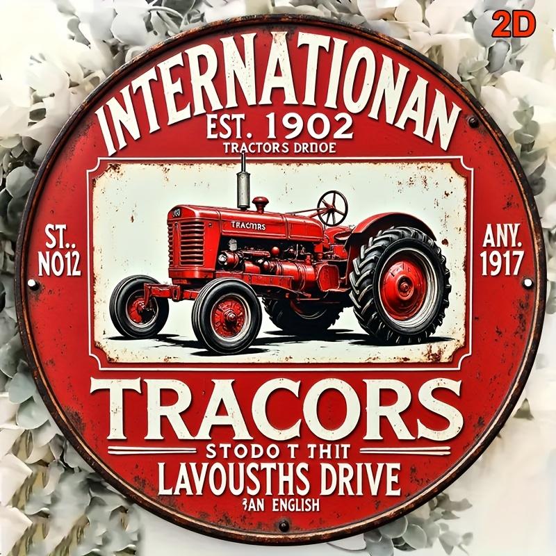 Round Metal Tin Sign Wall Decor Retro Farm Machinery Iron Plaque Home Garage Bar Cafe Rustic Industrial Decor Art Sign