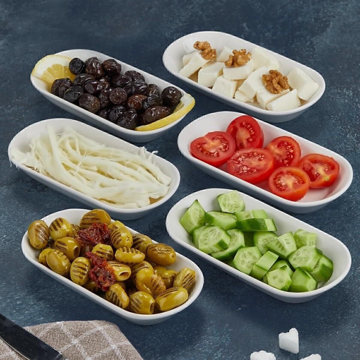 

6-Piece Kütahya Venus Series Ceramic Breakfast Presentation Snack Bowl Set білий