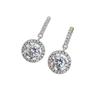 Light Luxury Round Zircon Drop Earrings for Women Ladies Fashion Temperament Silver Color Dangle Earrings Wedding Jewelry Gifts