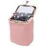 Étui à rouge à lèvres en cuir avec miroir Fermeture métallique Pochette de maquillage Mini étui cosmétique de voyage pour femmes Porte-cartes de crédit Cadeau