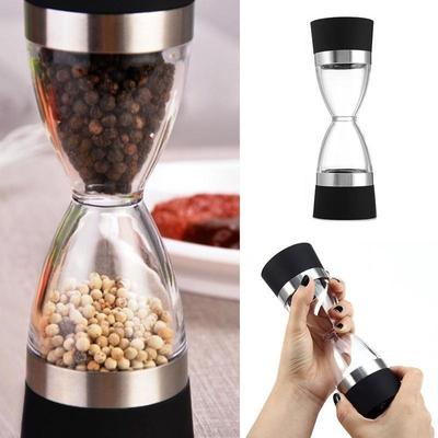 2 In 1 Manual Hourglass Shape Dual Salt Pepper Mill Spice Grinder Seasoning Shaker