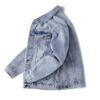Denim Jacket Men Distressed Turn Down Collar Coats Single Breasted Washed Outerwear Loose Fit Pockets