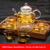 All Ready Elegant Glass Tea Set Borosilicate Glass Teapot With Cups Bamboo Tea Tray Tea SetKettle Warmer Glass Teapot Giftset