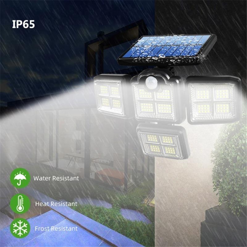 2000LM NEU Solar Straßenlaterne Outdoor 4 Kopf 198 LED Bewegungsmelder Garten Wandleuchte Wasserdicht Fernbedienung Landschaft Wohnkultur