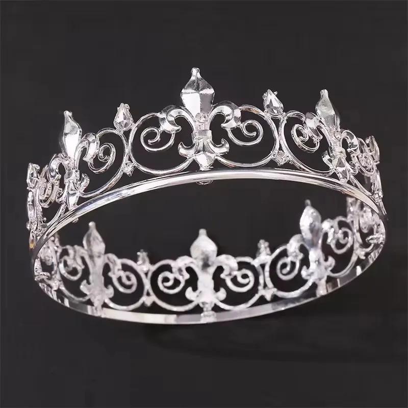 Men's Crown Headgear Crowns for Party Decorative King Performance Metal Birthday Vintage Costume