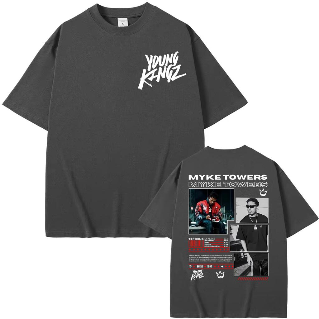 Rapper Myke Towers Young Kingz 2026 T Shirts Unisex Women Clothing Fashion Hip Hop Trend Tshirts Summer Casual 100 Cotton T Shirt