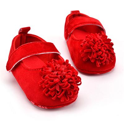 Newborn Baby Prewalker Anti-slip Shoes Footwear Classic Princess Girl Crib Mary Jane Big Flower Shoe