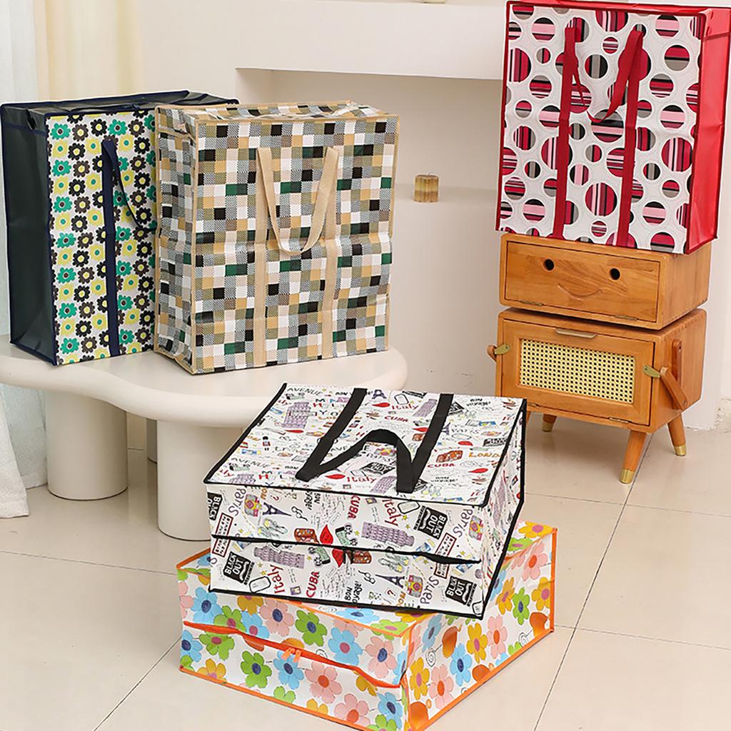 Effective Storage Bag with Zippers and Handle User Friendly Shopper Bag with Zippers Large Fabric Storage Handbag