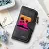 Retro Summer Beach Pattern Long Wallet Fashion Large Capacity Multi Slot Card Holder Zipper Purse