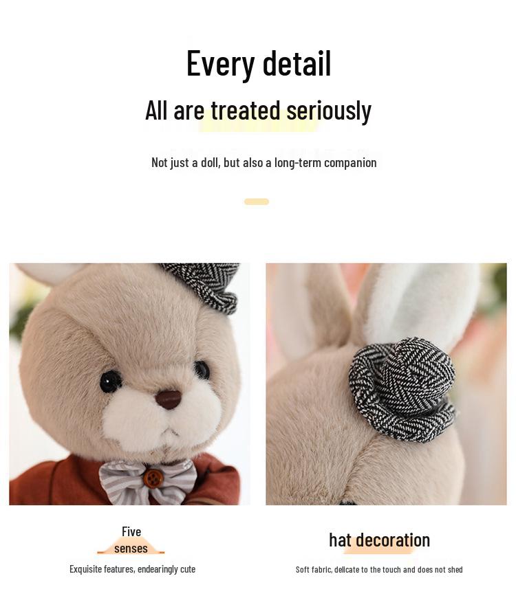 Adorable Rabbit & Bear Plush Toy, Eight-Inch Claw Machine Doll, Valentine's Day Gift