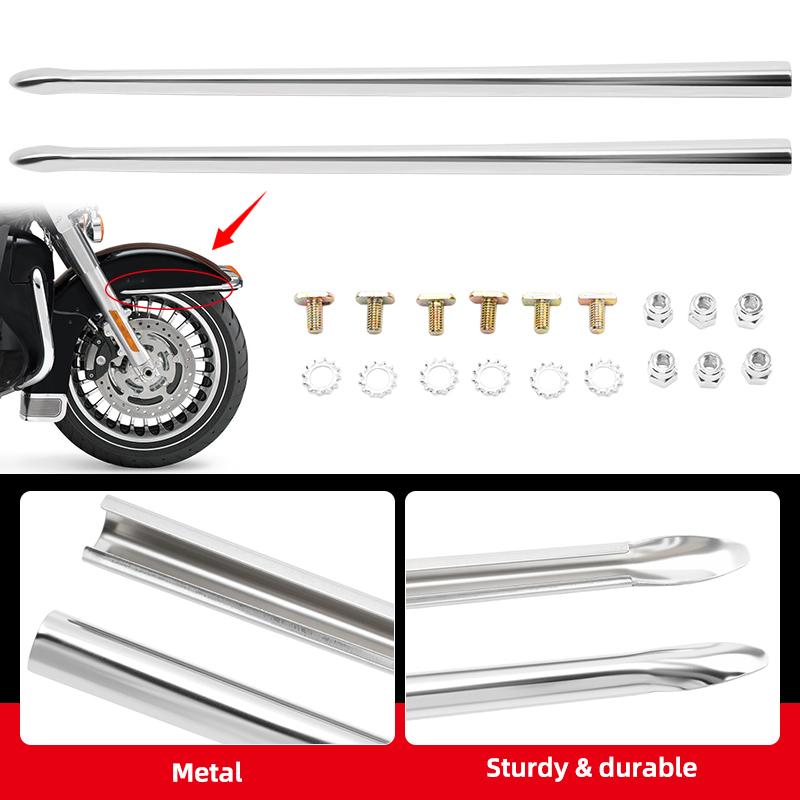 Chrome Motorcycle Front Fender Mudguard Spear Trim Kits For Harley Touring Road King Electra Glide1982-2023 Softail 1986-2017
