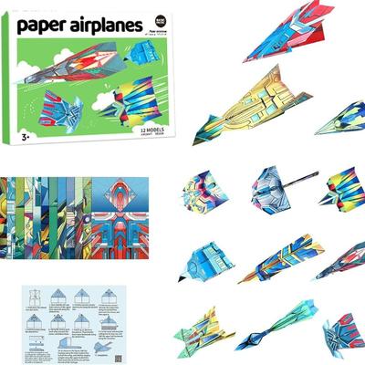 12 Cool Models DIY Paper Airplane Book Colorful Paper 36 Sheets Paper Airplane Kits Creative Folding Paper Planes