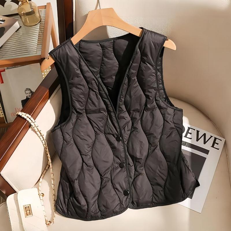 Vintage Ultra-thin Vest Streetwear 2024 New Autumn Winter Fashion Vest Warm Casual Buttons Cotton-padded Jacket Female