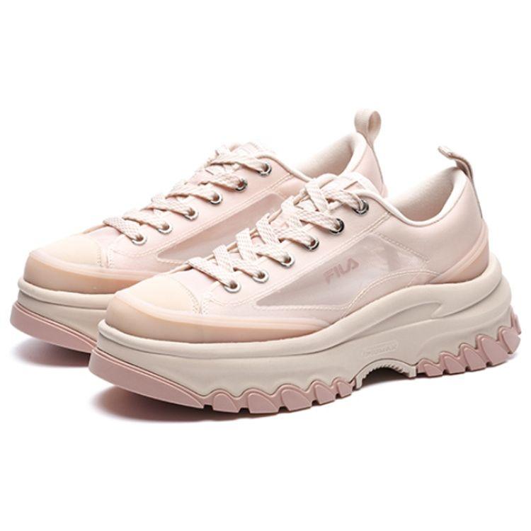 FILA Lava Thick Sole Synthetic Leather Low Top Canvas Shoes Women Sneakers Nude F12W221315FWP