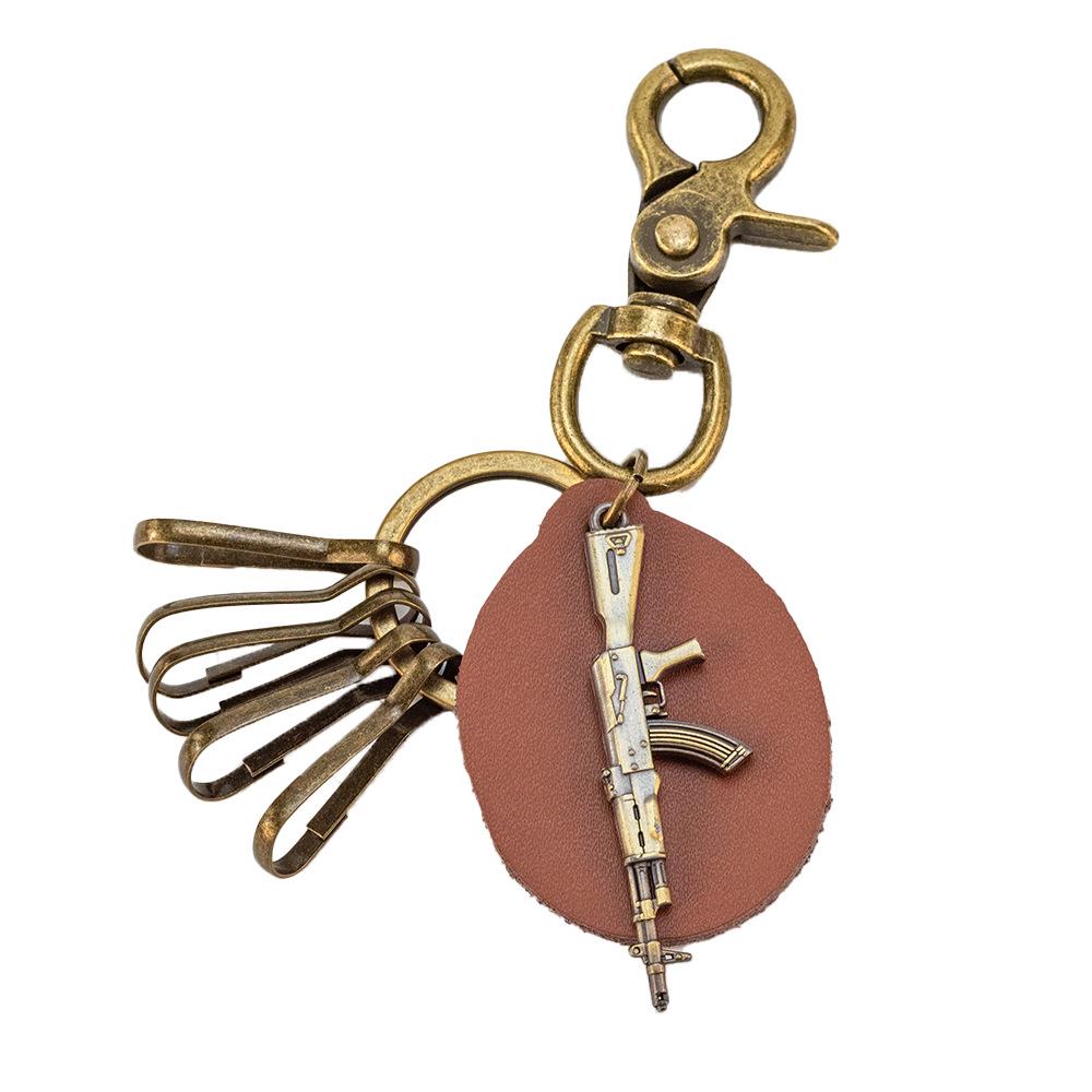 Mini Rifle-Shaped Retro Alloy Keychain Pendant with Lobster Clasp