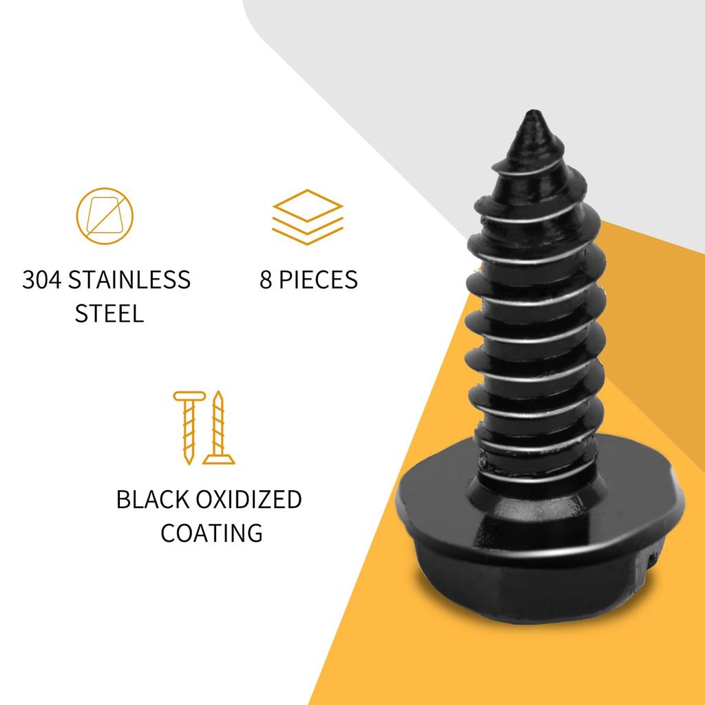 Aujen License Plate Screws, Rustproof Stainless Steel License Plate Screw Kit, Suitable for Screw Holes Size of 3/4" X 1/4" License Plate Bolts,