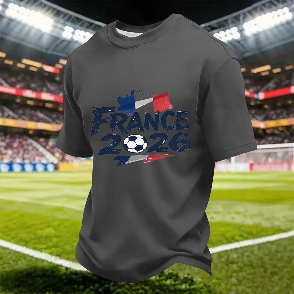Men's Quick Dry Short Sleeve T-Shirt with Soccer Print, Breathable Mesh, Lightweight, Neck, Casual