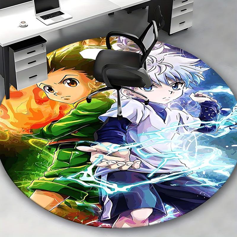 1pc Anime Cartoon Design Round Carpet  Office Chair Mat, NonSlip Rug for Home Decor, Living Room