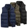 Men Vest Jacket Solid Color Stand Collar Zipper Cotton Padded Thicken Cold Proof Plus Size Straight Waistcoat Streetwear