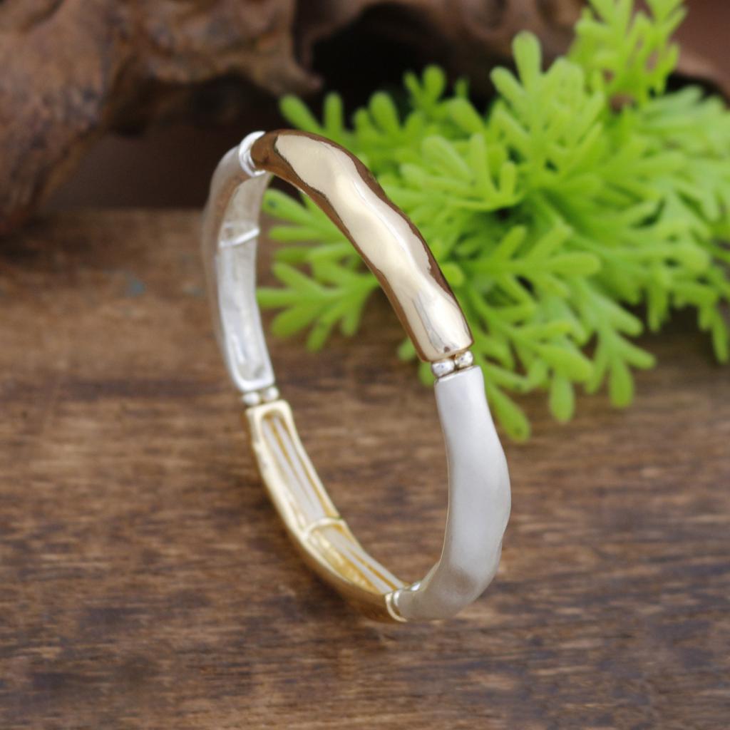 Brushed and bright electroplated ring elastic bracelet men's and women's fashion high-end versatile bracelet