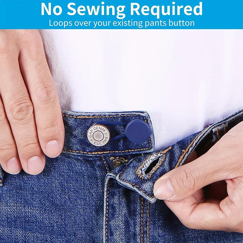 Elastic Pants Extension Buckle with Adjustable Rubber Stretch for Waistband Relief Men Women Daily Wear Office School
