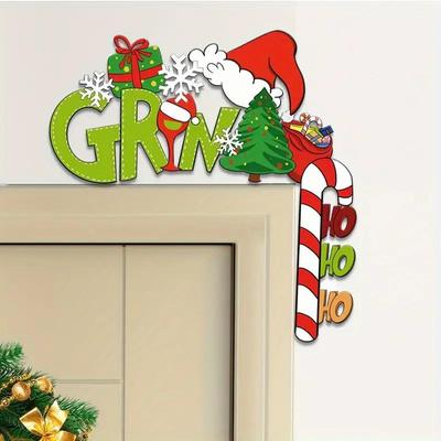 Vánoční Grinch Dřevěná Dekorace Rohu Rámu Dveří Ozdoby
