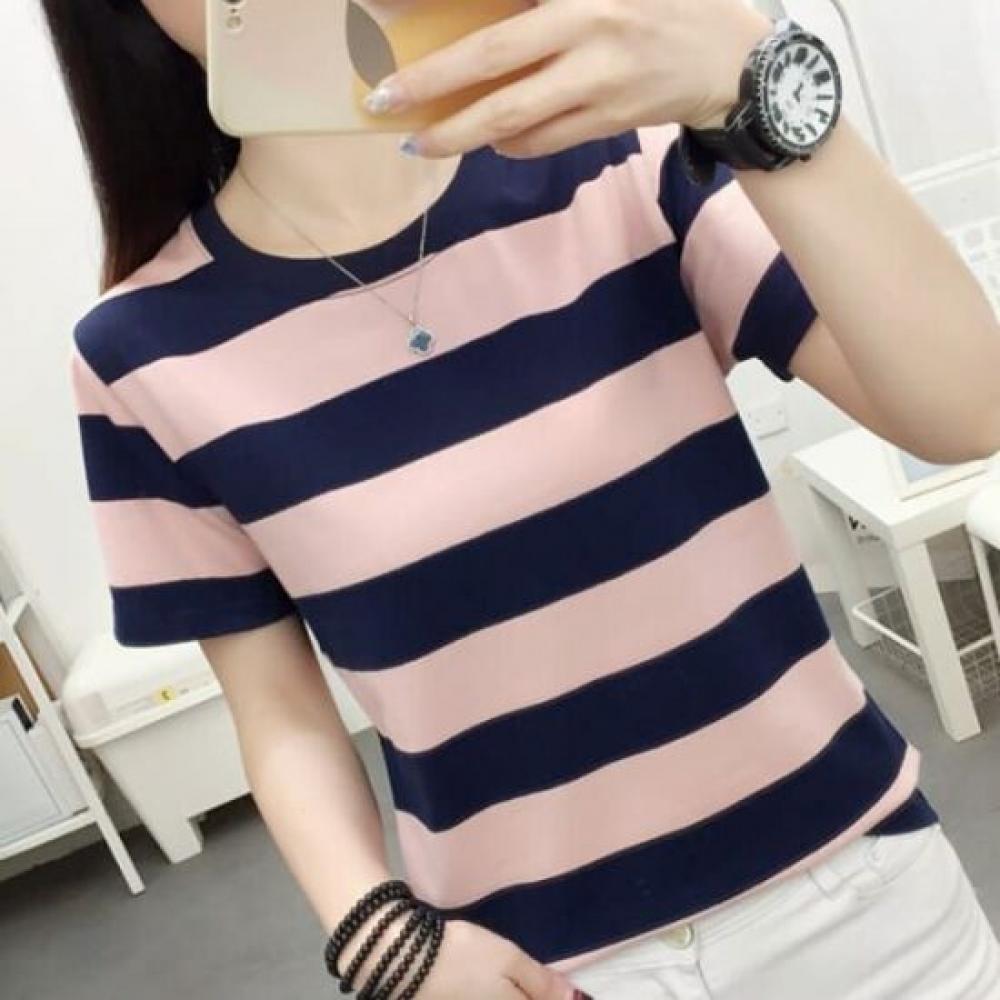 Navava Unisex STriped Round Neck ShorT Sleeve T shirT nT2685