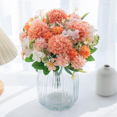 Artificial Flowers Silk Lilac Ball Chrysanthemum Wedding Wreath Home Room Table Yard Festival Decor Bridal Bouquet DIY Gift Prop
