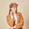 Autumn And Winter Fashion Beret European And American Retro Woolen Top Hat Elegant Flower Crimped Stewardess Hat Women'S Headband