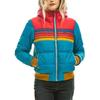 Yousheng Winter-Baumwollmantel mit Taschen Coloblock Reißverschluss Kapuze Gefüttert Winddicht Strickjacke Kurzer Typ Elastische Bündchen und Saum Baumwolljacke