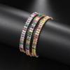 Rectangle Zirconia Zircon Chain Bracelet Rainbow Hand Chain New Crystal Bangles  Jewelry