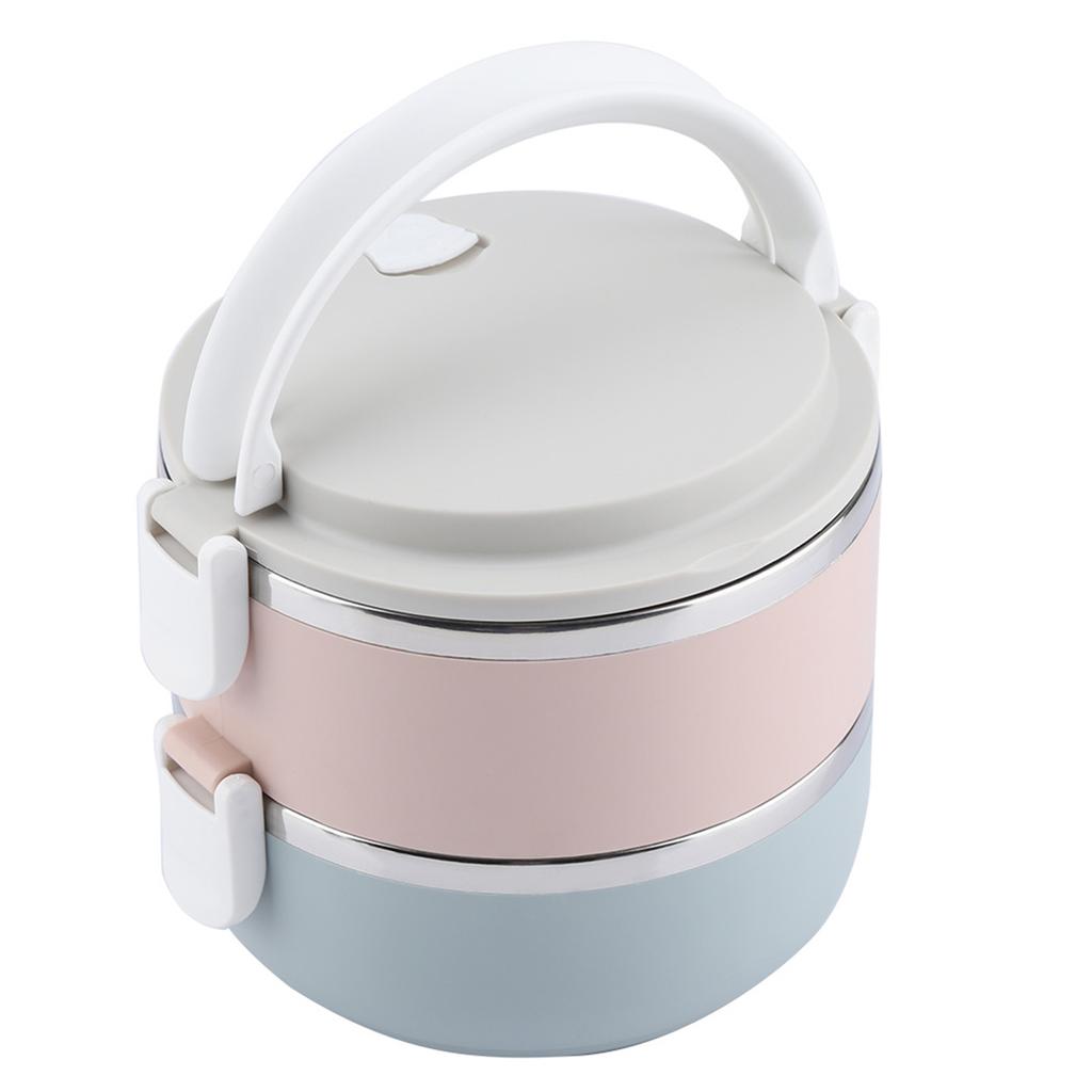 Tragbarer Lunchbox-Behälter aus Edelstahl, Bento-Box, Lebensmittelbehälter (2 Schichten 1400ml)