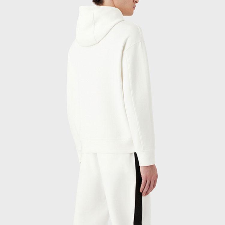Emporio Armani Ss23 Solid Color Drawstring Embroidered Drop Shoulder Sweatshirt Men sweatshirt White 3R1MBG-1JHSZ1-0101