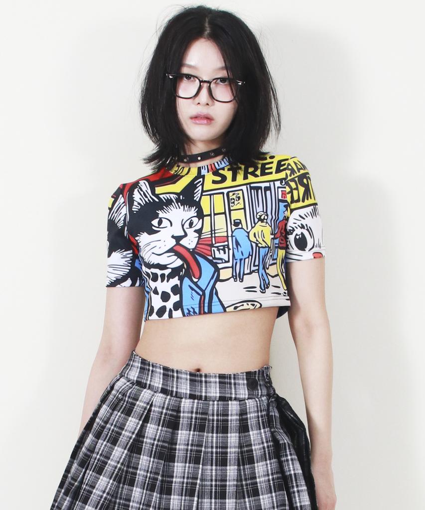 Deumakeu Kitsch Cat Crop T-Shirt