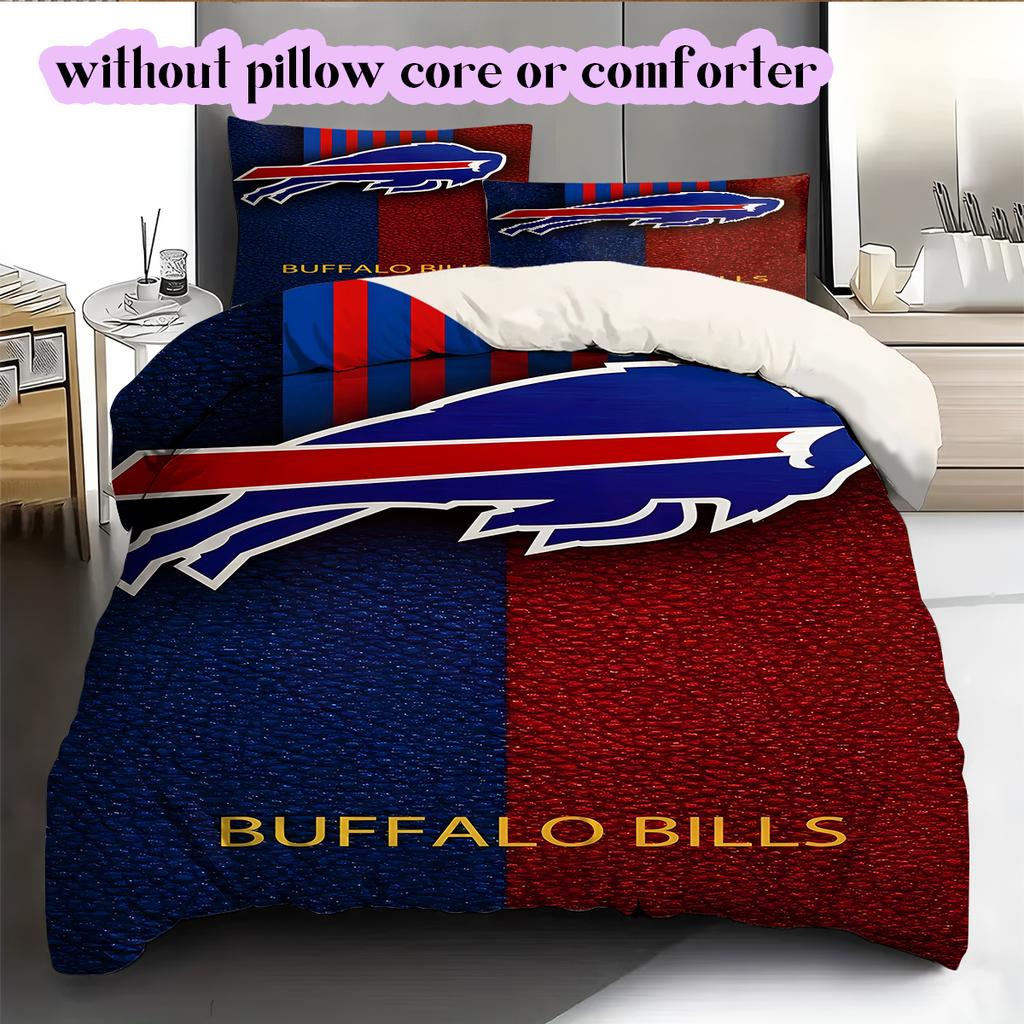 football Logo Pattern Bedding Quilt Set Quilt Cover Pillowcase Home Decoration Birthday Gift (1*duvet cover+ 2*pillowcase, without core)