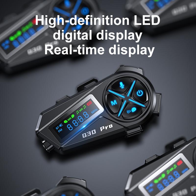 Motorcycle Helmet Bluetooth Headset 500M Intercom with Flashlight Lighting Led Digital Music Sharing Fm 1000 Mah Bluetooth 5.4