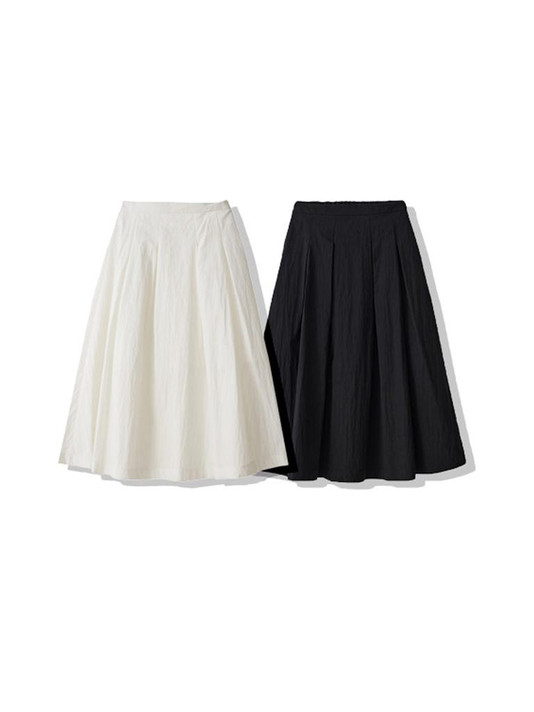 Leusejiem Pleated Elastic Long Skirt - 2 Colors